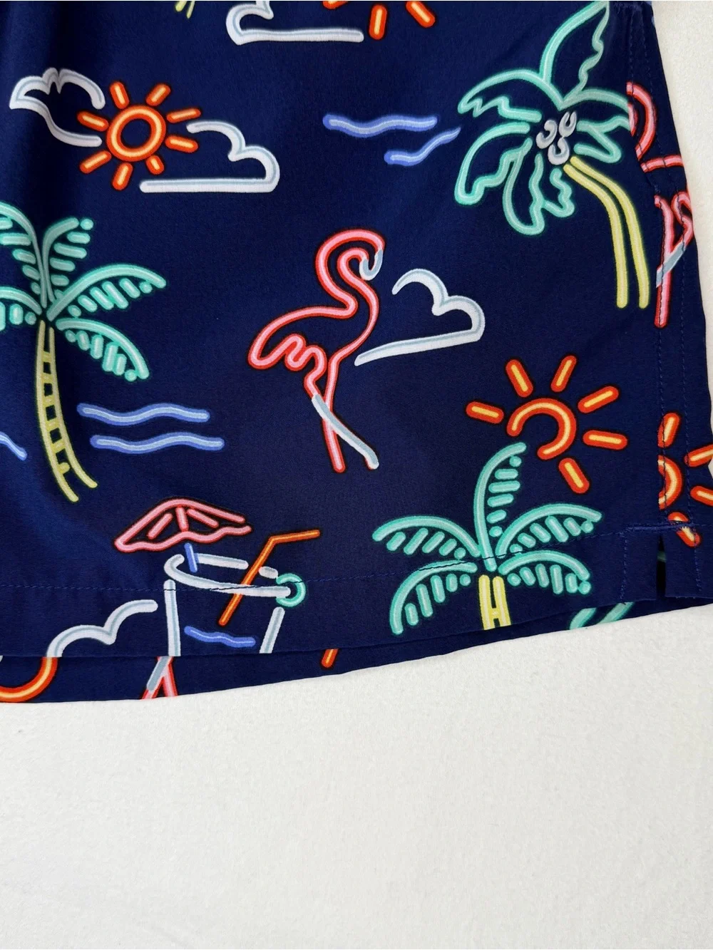 chubbies Navy Neon Tropical Swim Trunks